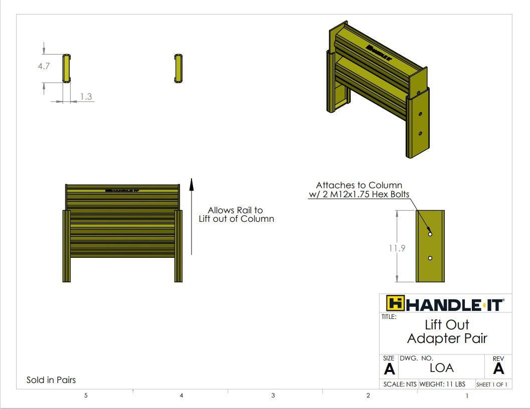 Lift Out Adapter for Handle It Guard Rail (LOA ONLY)